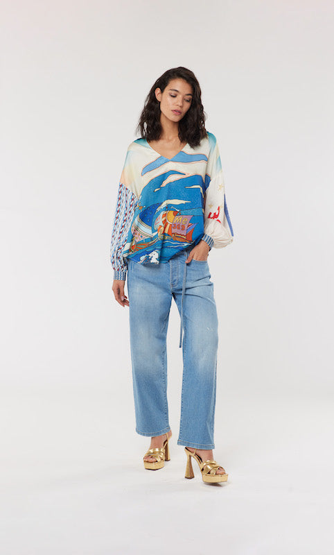 Anna V-Collar Blouse