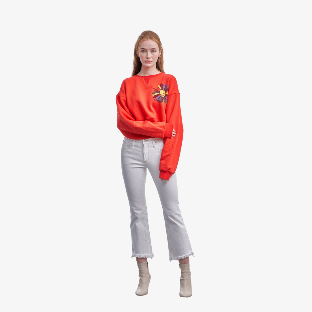 Crop Smile Print Sweater