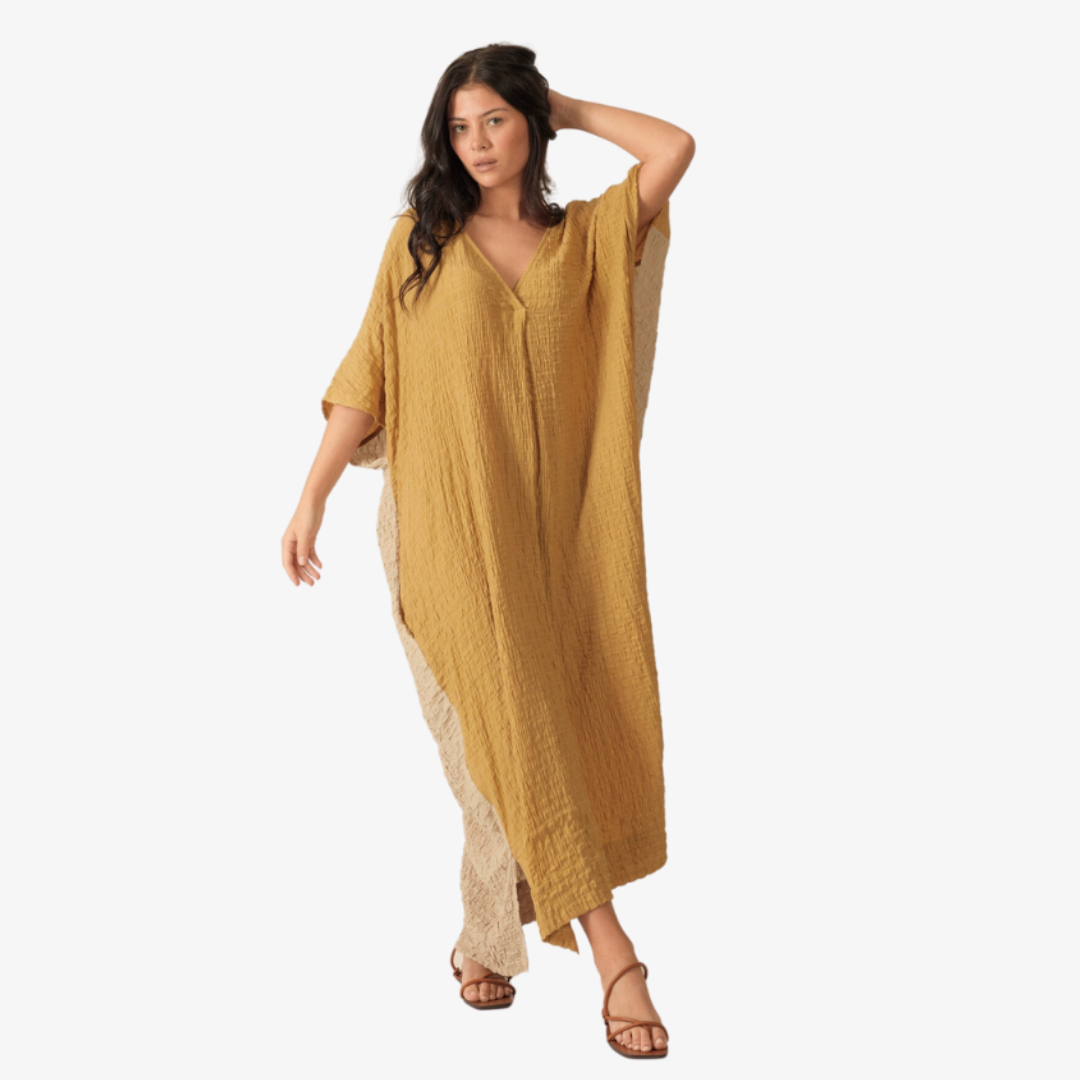 Double V-Neck Pullover Dress