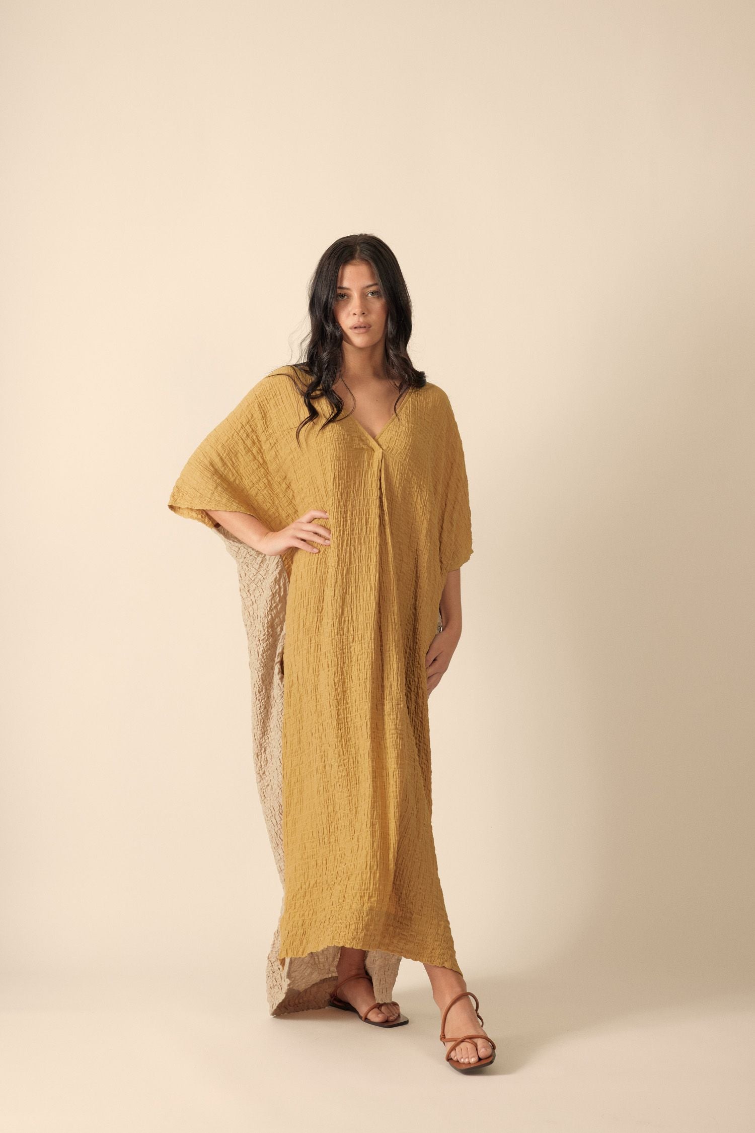 Double V-Neck Pullover Dress