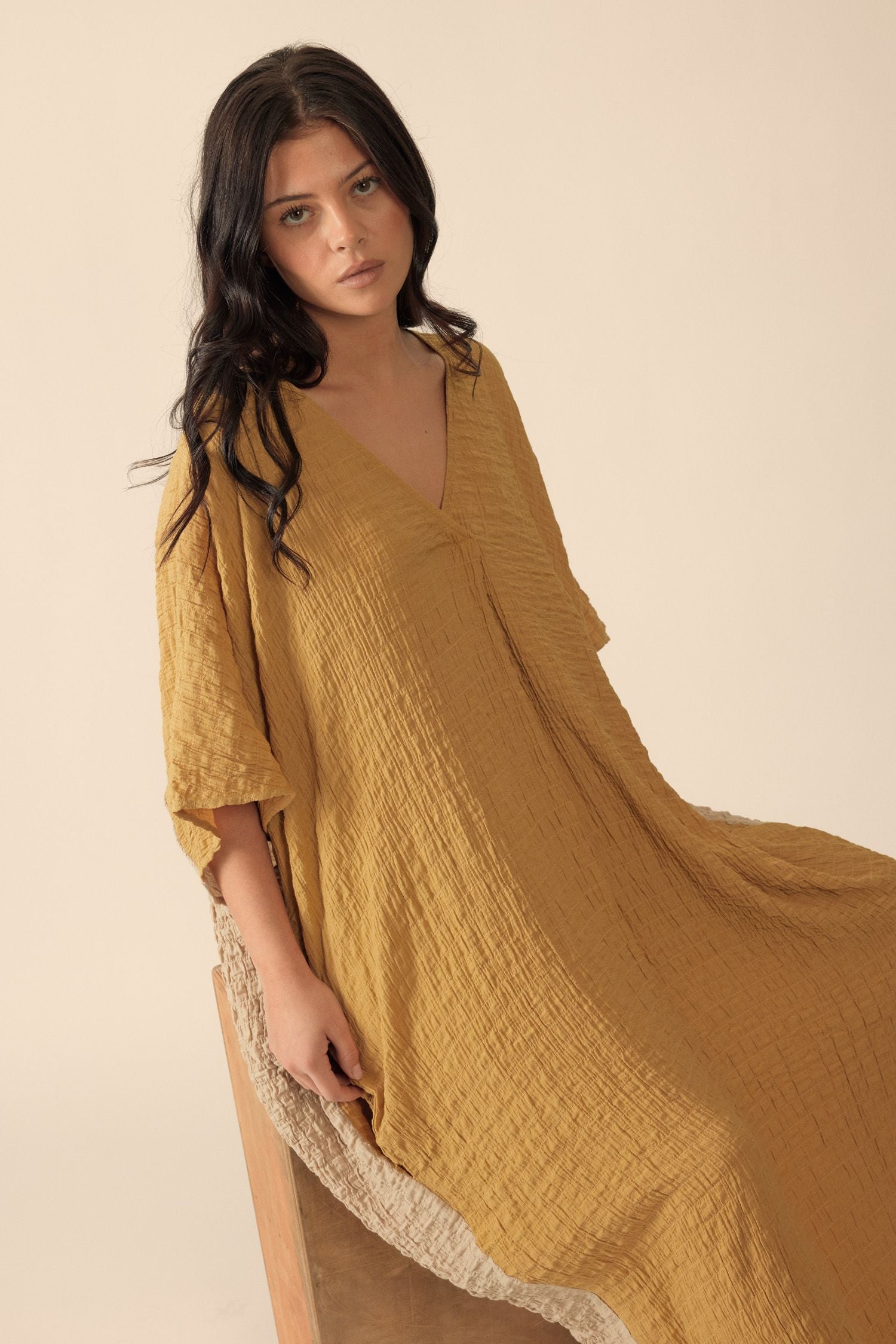 Double V-Neck Pullover Dress
