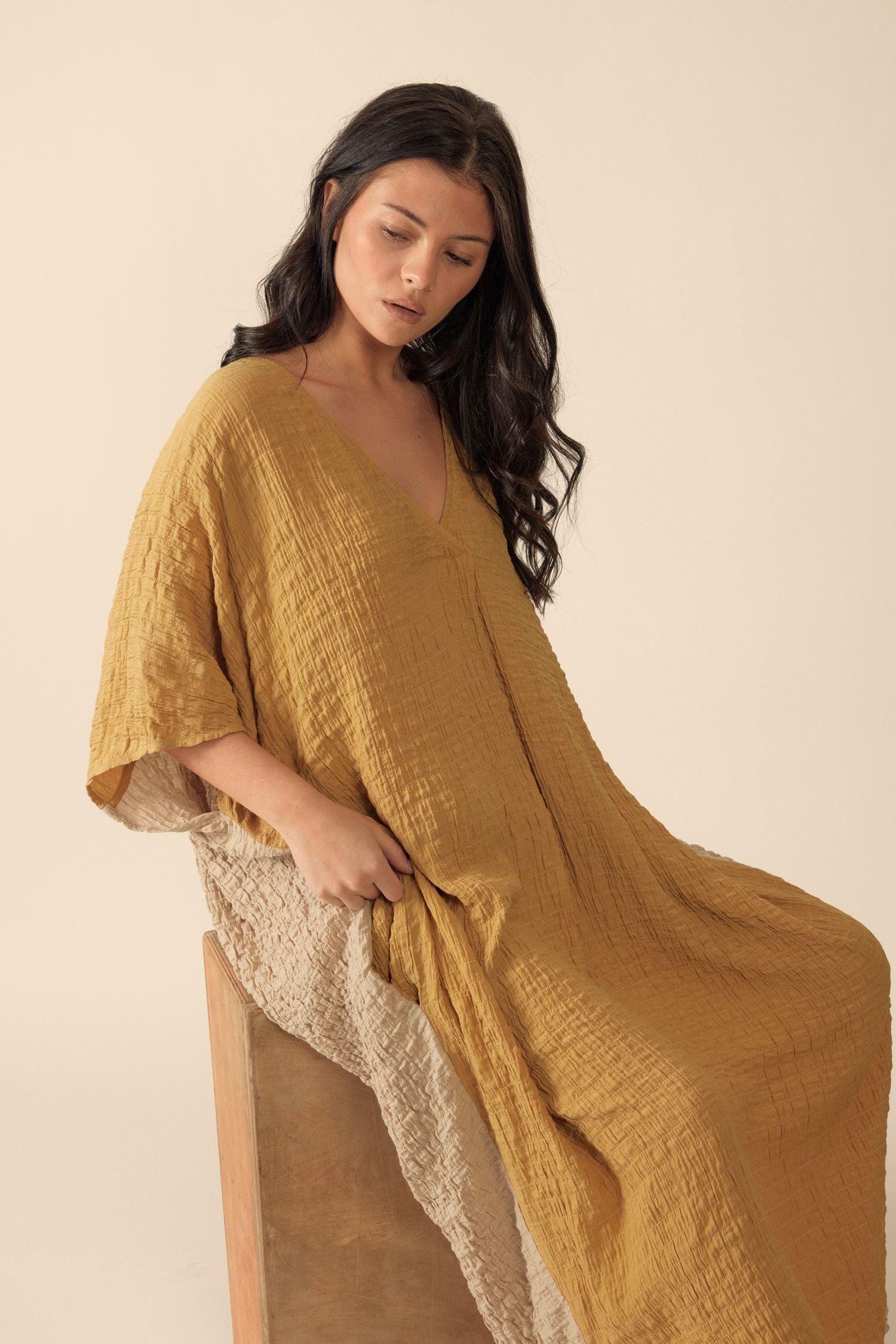 Double V-Neck Pullover Dress