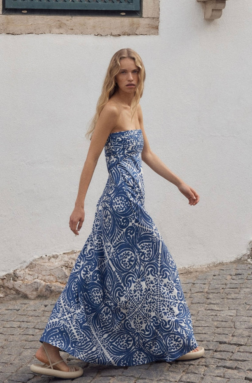 Pombeline Strapless Corded Maxi Dress