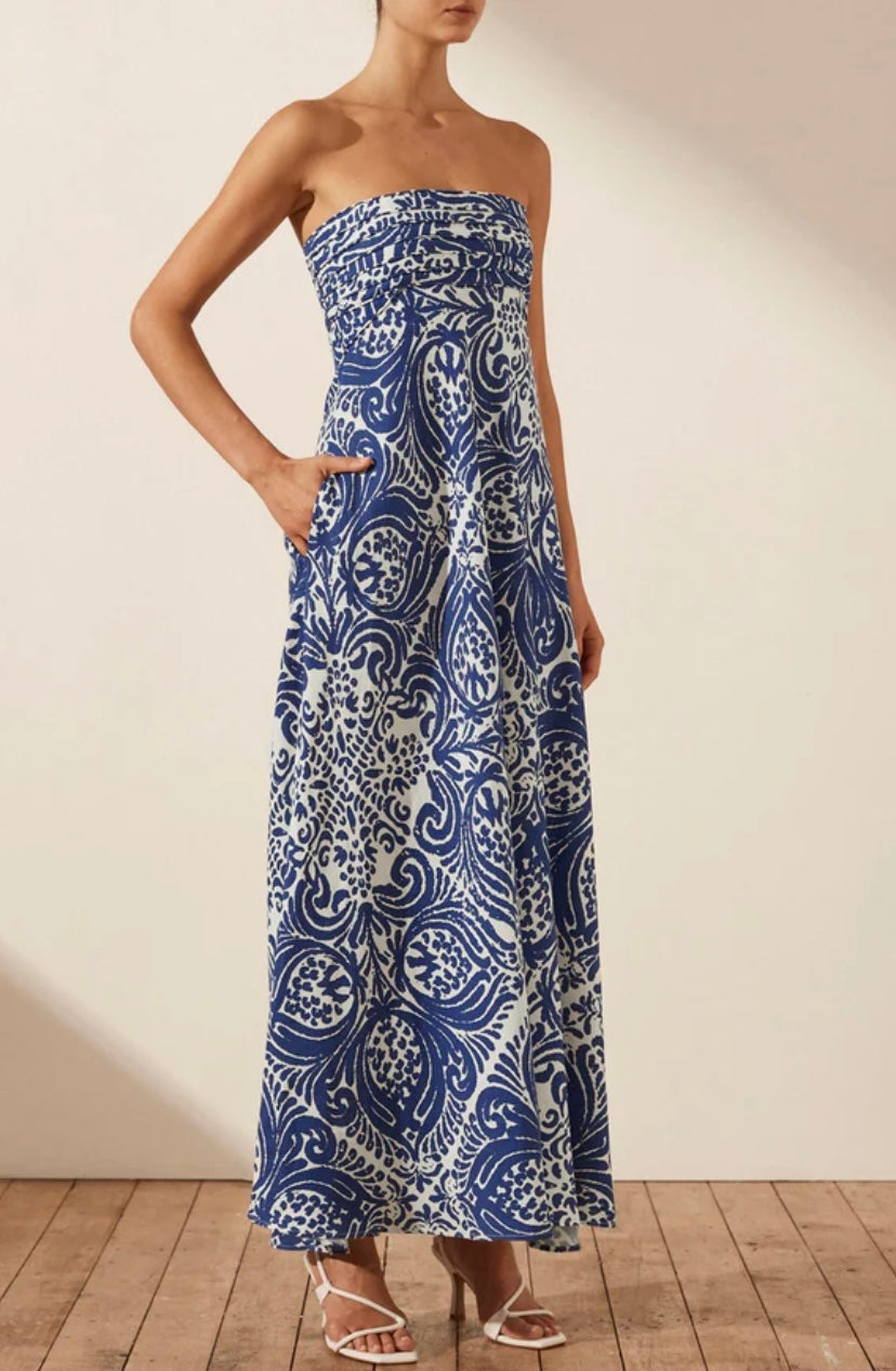 Pombeline Strapless Corded Maxi Dress