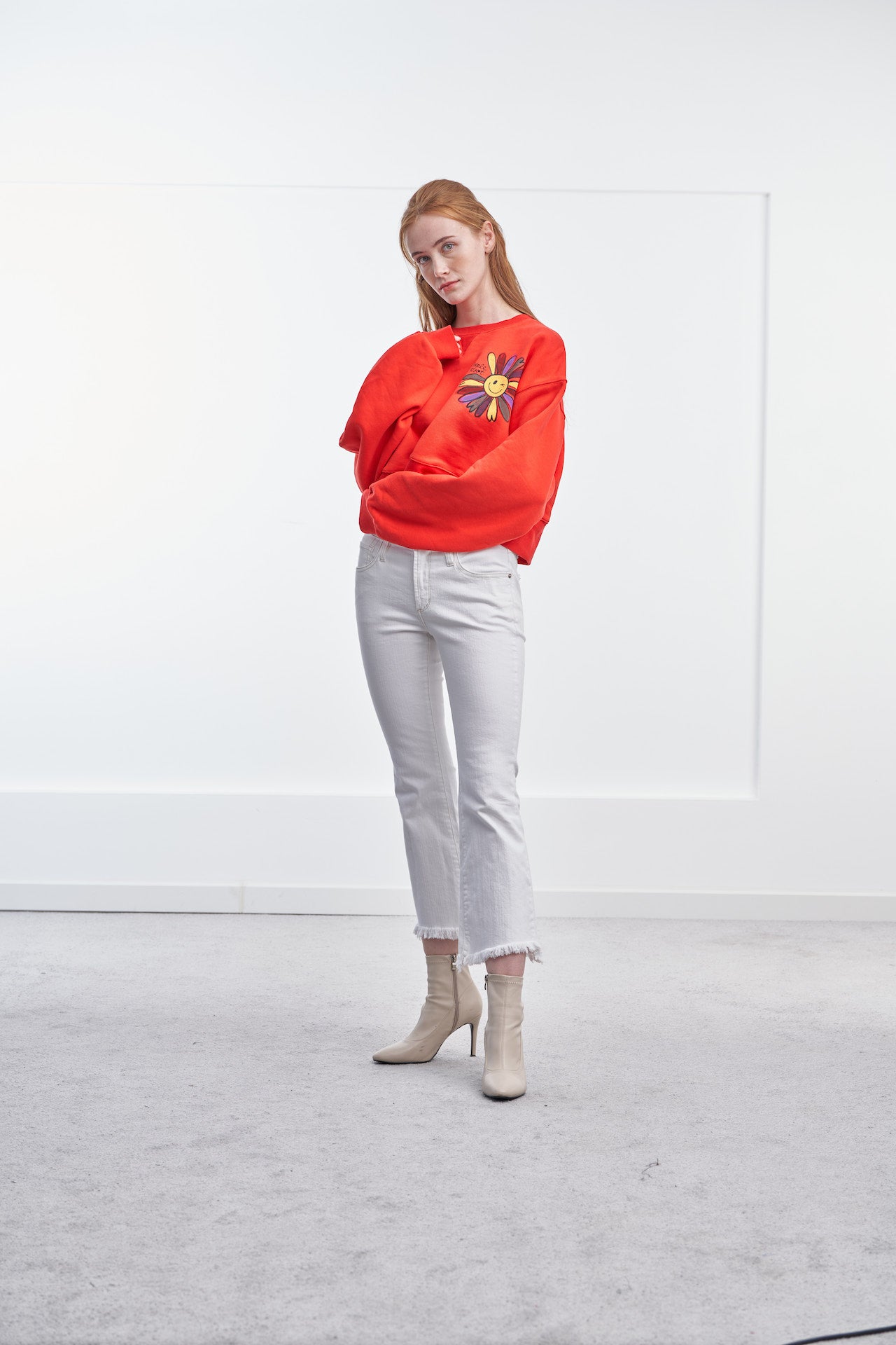 Crop Smile Print Sweater