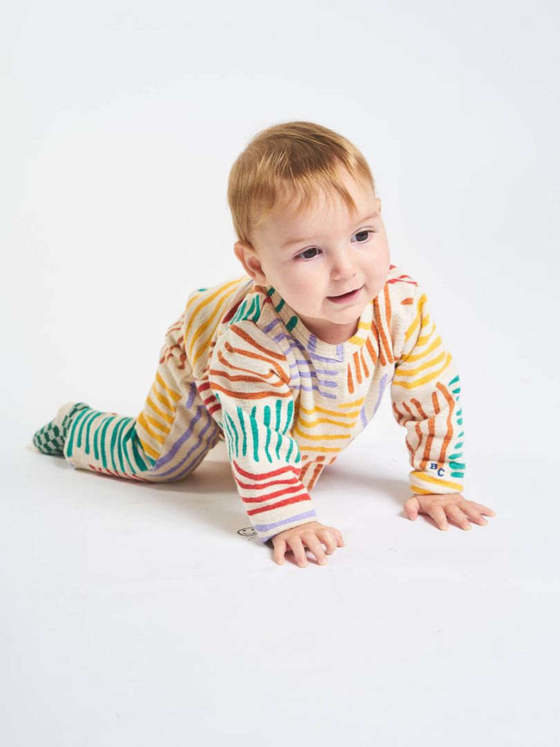 Crazy lines all over fleece overall