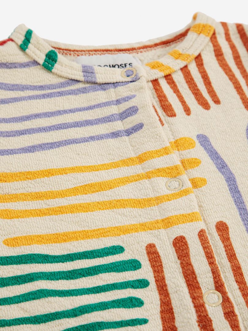 Crazy lines all over fleece overall