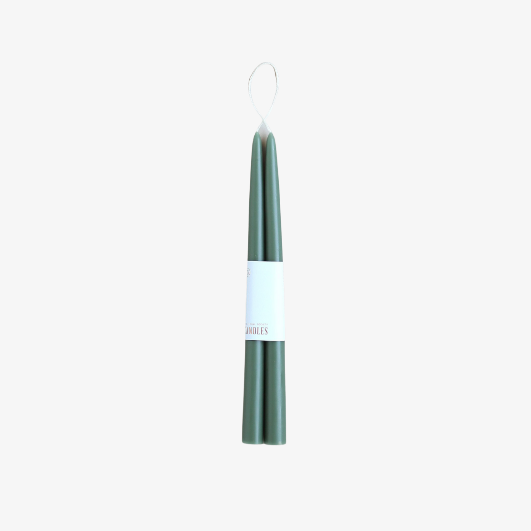 Dipped Taper Candles 12" - Moss