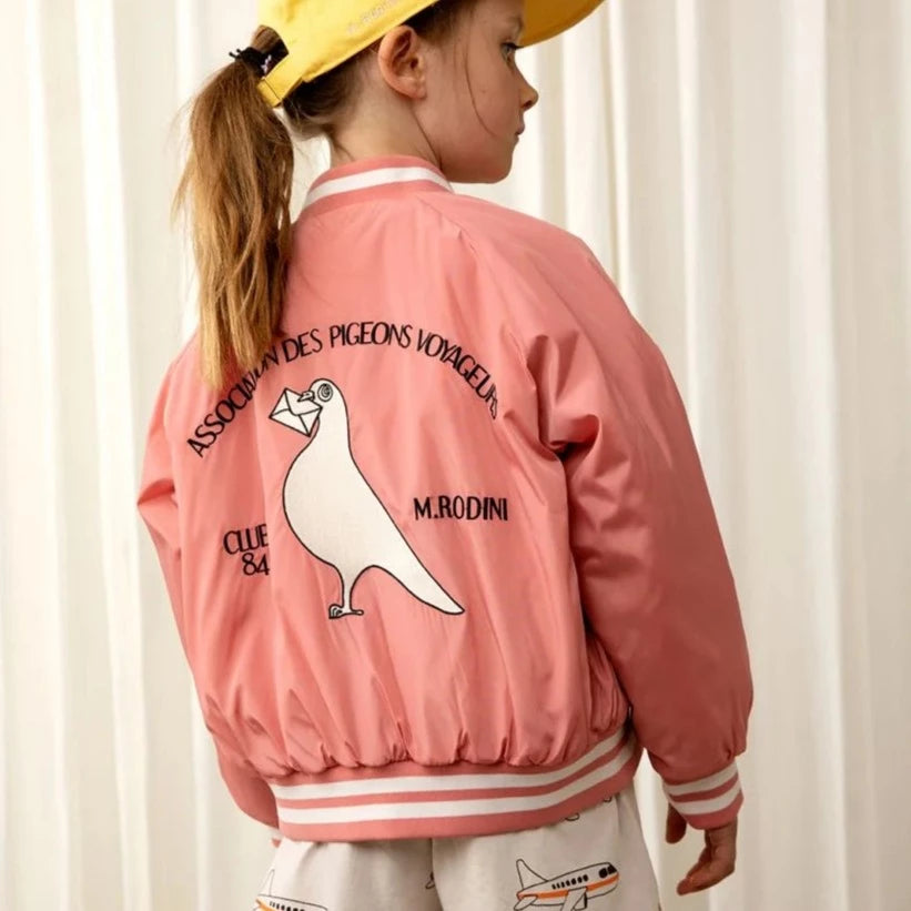 Pigeons Embroidered Baseball Jacket