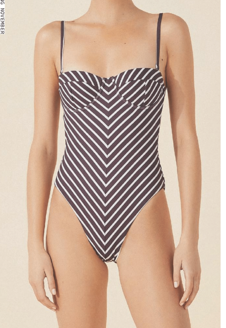 PLUM STRIPE BALCONETTE ONEPIECE
