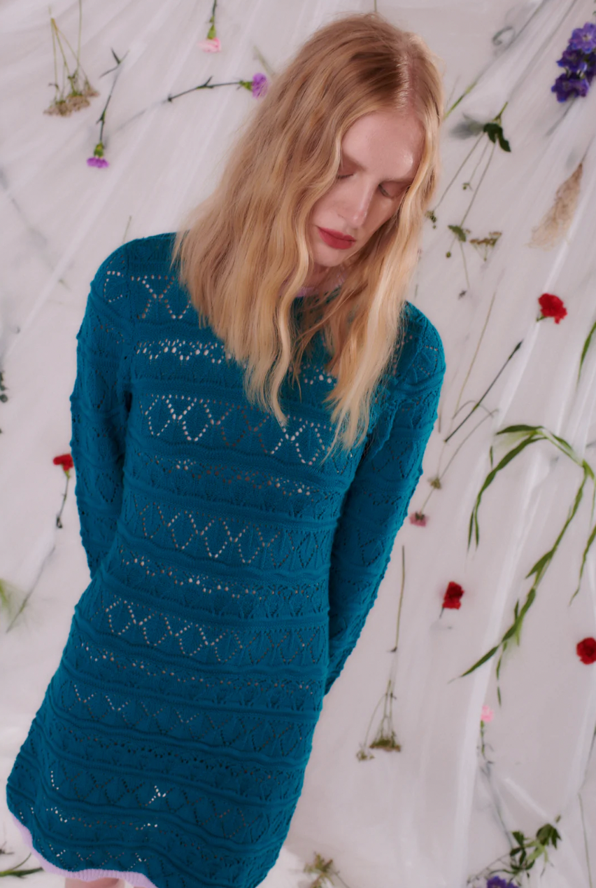 Philou Green Pointelle Knit Mini Dress