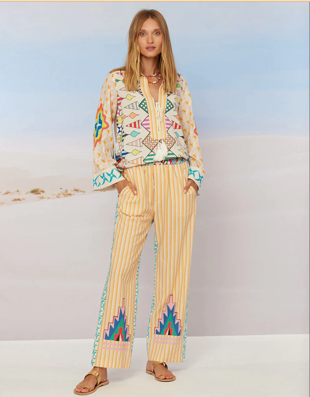 Avery Straight Leg Pow Wow Printed Trousers