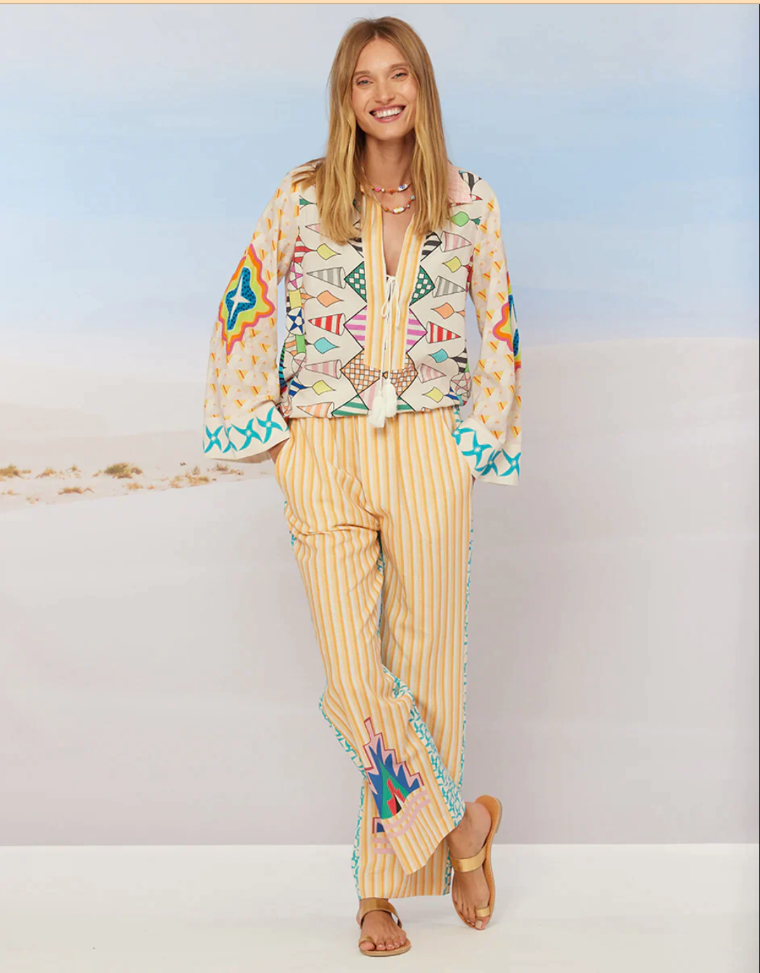 Avery Straight Leg Pow Wow Printed Trousers