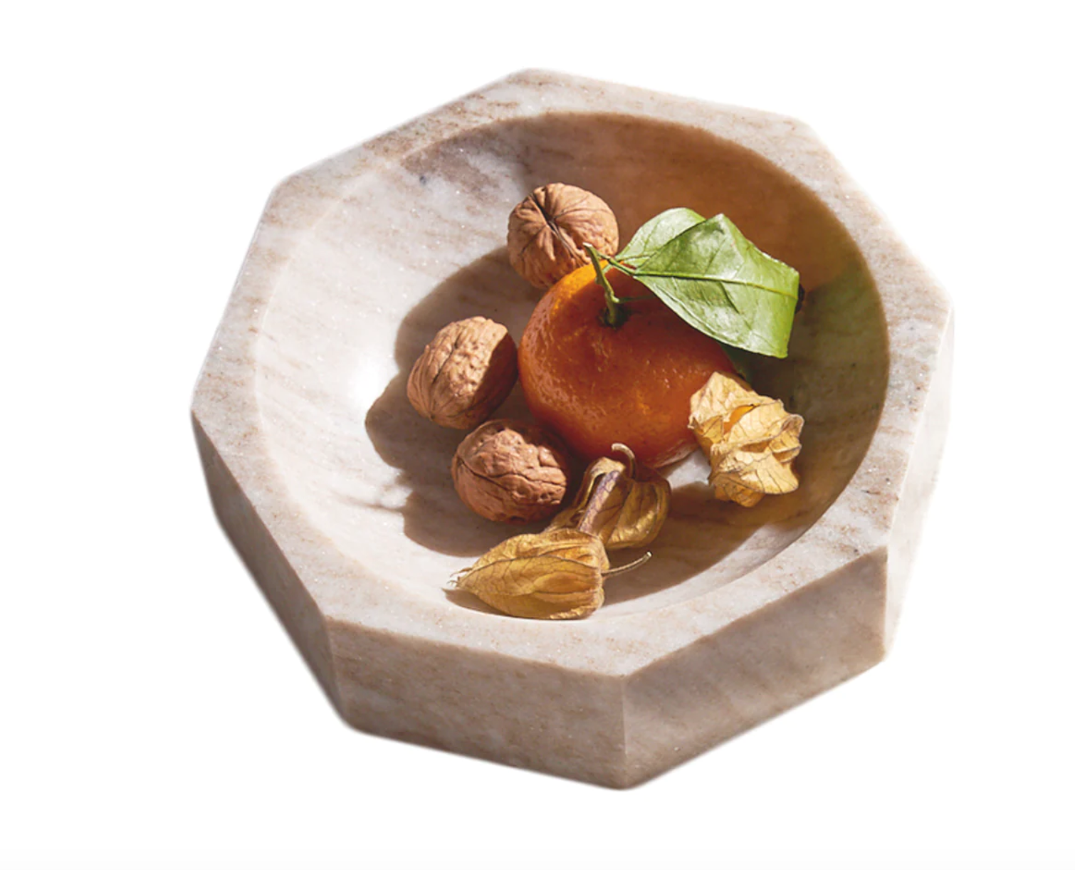 Beige Marble Modernist Octagonal Bowl