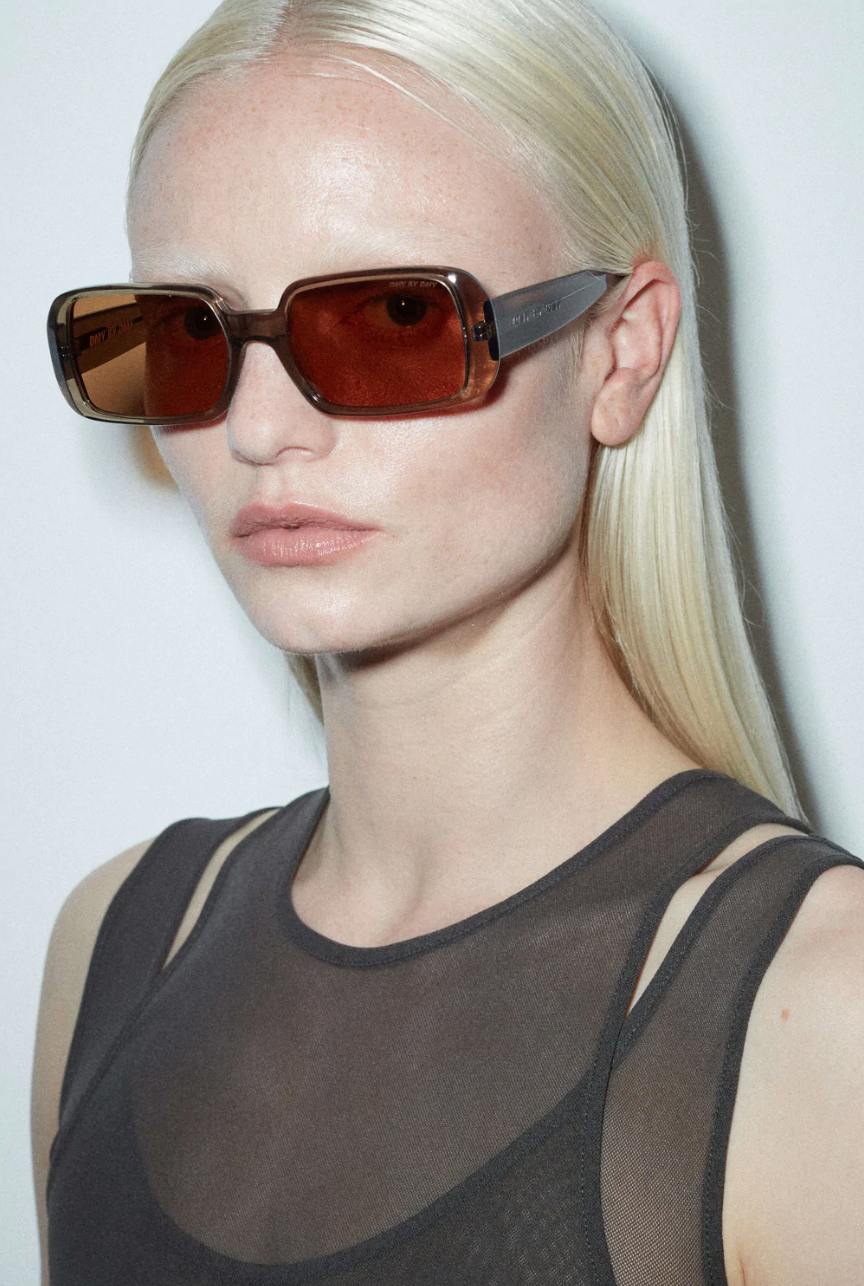 Luca Transparent Olive Square Sunglasses